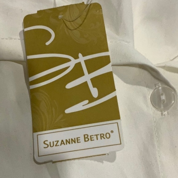 Suzanne Betro White Tunic w/ Striped Sleeves - NWT - Picture 4 of 6